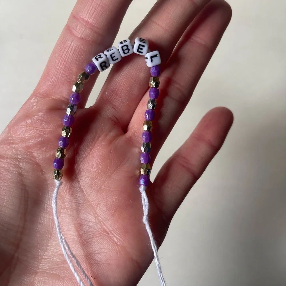 NEW handmade beaded rebel letter friendship purple bracelet